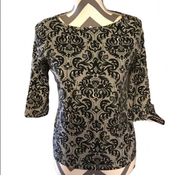 Talbots Petite SMALL PETITE Black & White Top - Picture 1 of 3